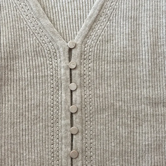 Cyrus Taupe V-Neck Button Sweater - Picture 3 of 8
